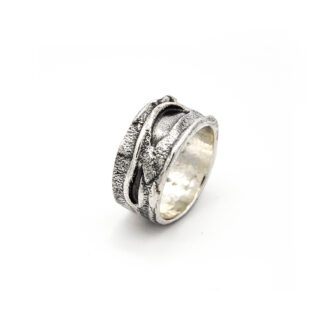 Anello-argento 925-onde-bruciato-fatto a mano-sterling silver-ring-handmade-waves-burned