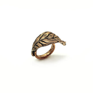anello-ottone dorato-foglie-leaves-fatto a mano-Gold plated brass-ring-hand made-matteo macallè